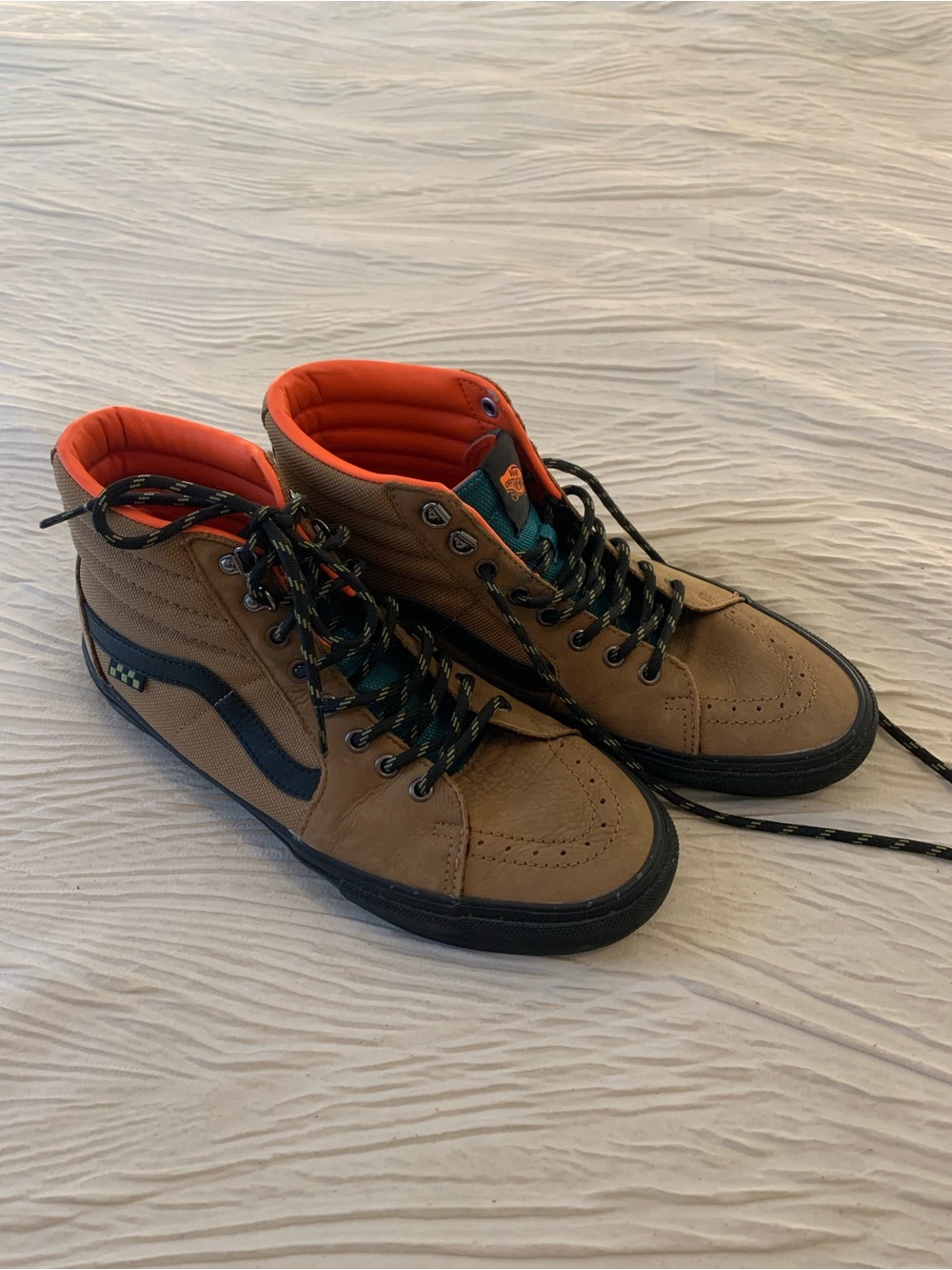 Vans Brown Leather Sk8 Hi Gorpcore/Hiking Boot style sneakers, size 10.5